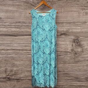 Kari New York Teal Paisley Print Sleeveless Maxi Dress